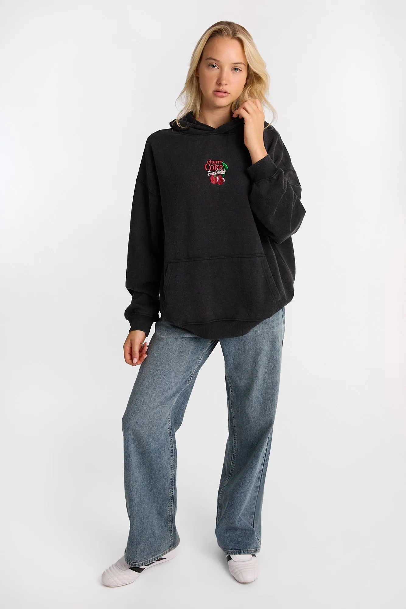Cherry Coca-Cola Graphic Washed Boyfriend Hoodie sold by Bluenotes product image thumbnail 4