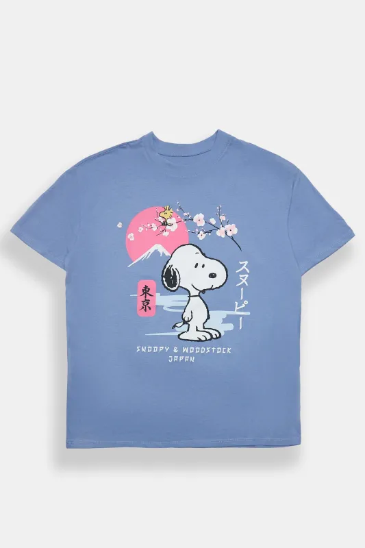 Peanuts Snoopy & Woodstock Japan Graphic Relaxed Boyfriend Tee made by Aeropostale