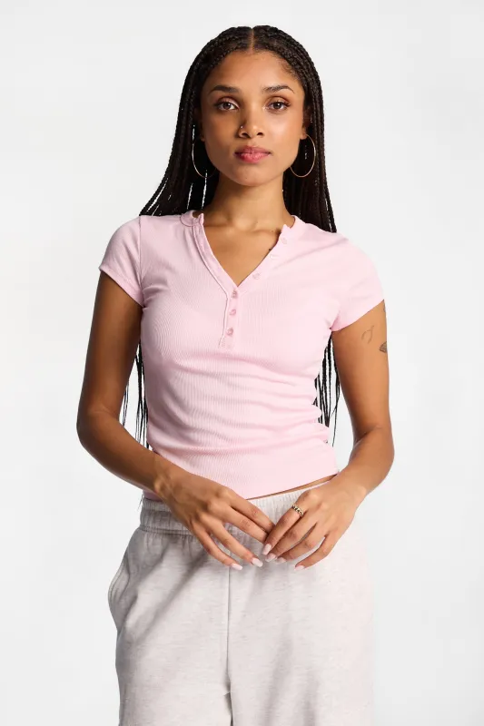 AERO Ribbed Knit Henley Top made by Aeropostale