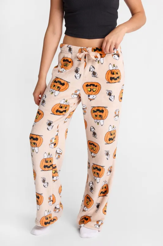 Peanuts Snoopy Pumpkin Plush Pajama Pants made by Bluenotes