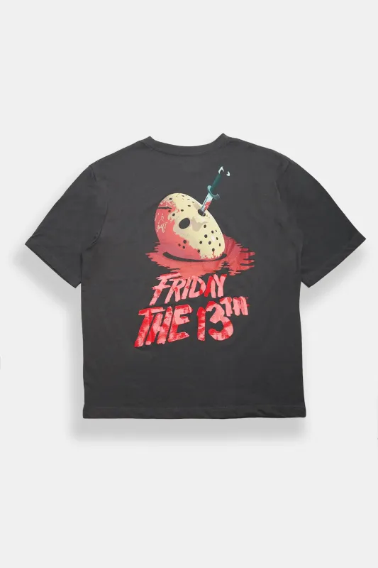 Friday The 13th Mask Graphic Oversized Tee made by Bluenotes