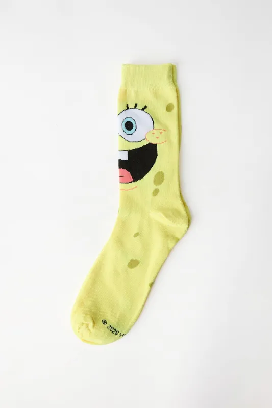 SpongeBob Faces Printed Jacquard Crew Socks made by Bluenotes