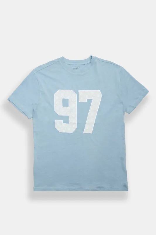 98 Lace Applique Graphic Acid Wash Boyfriend Tee made by Bluenotes