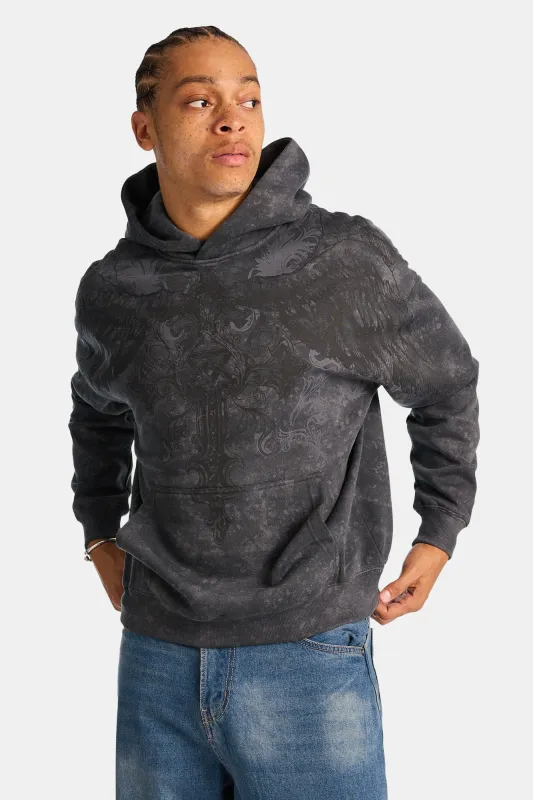 Arsenic Cross Graphic Washed Boxy Hoodie made by Bluenotes