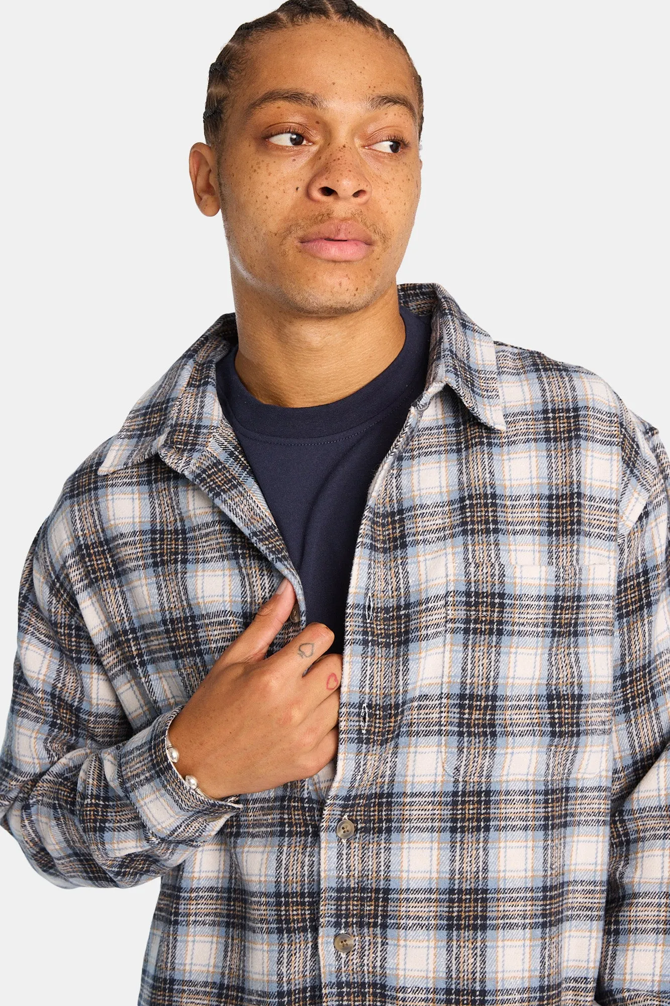 Cotton Flannel Plaid Button-Up Relaxed Shirt sold by Bluenotes product image thumbnail 2