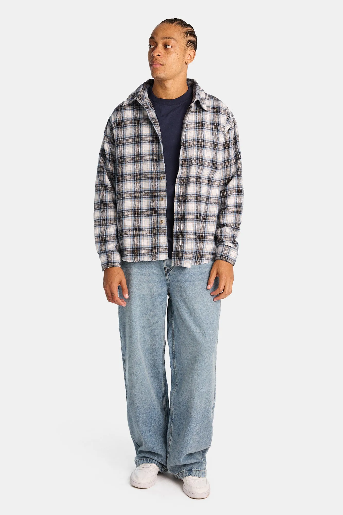 Cotton Flannel Plaid Button-Up Relaxed Shirt sold by Bluenotes product image thumbnail 4