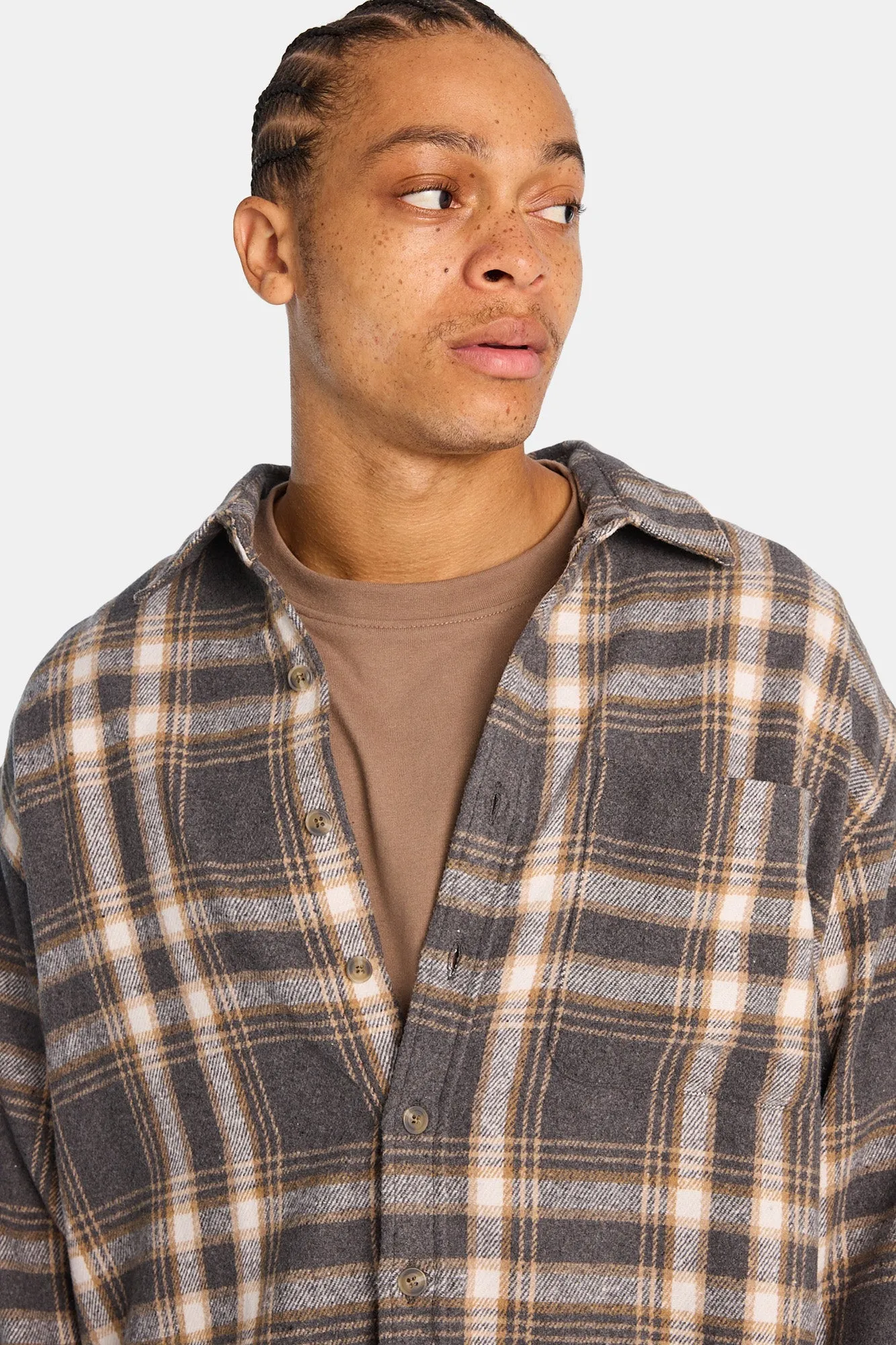 Cotton Flannel Plaid Button-Up Relaxed Shirt sold by Bluenotes product image thumbnail 2