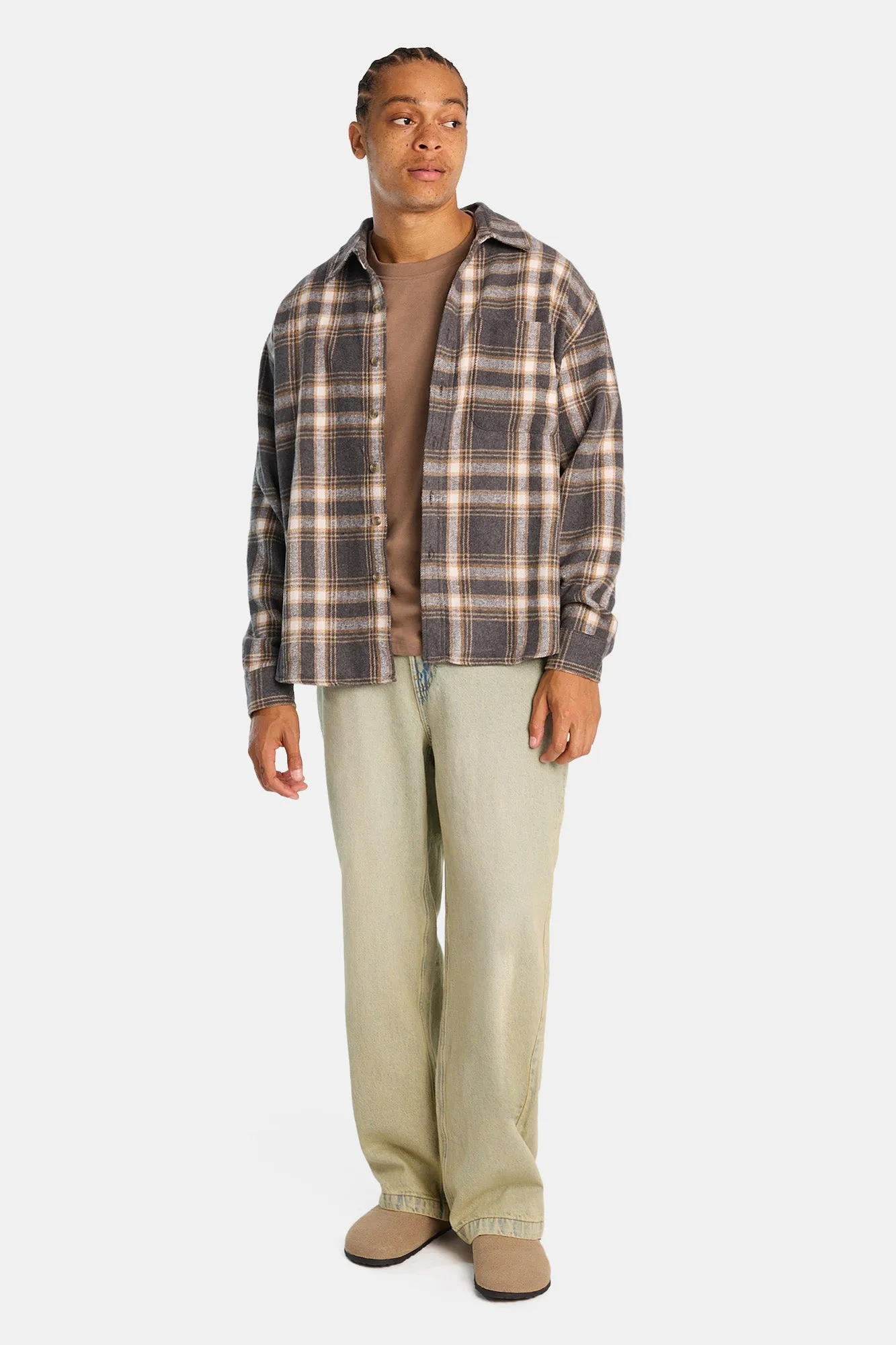 Cotton Flannel Plaid Button-Up Relaxed Shirt sold by Bluenotes product image thumbnail 4