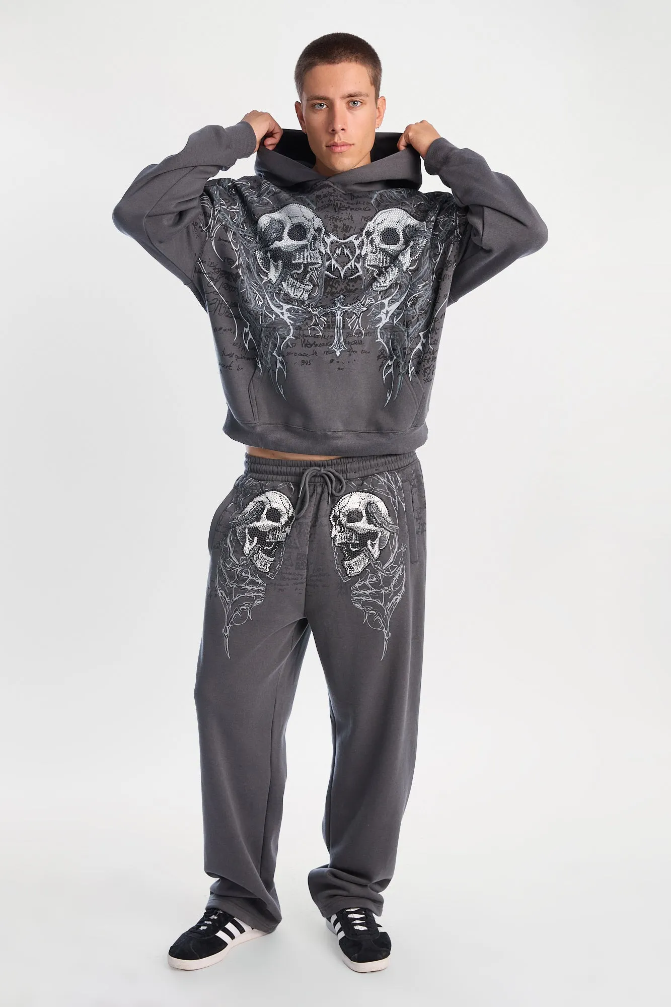 Arsenic Rhinestone Skulls Graphic Boxy Hoodie sold by Bluenotes product image thumbnail 5