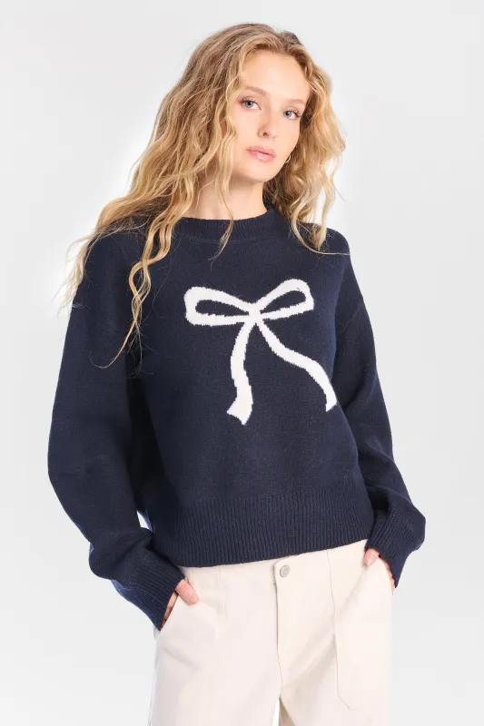 Flat Knit Crew Neck Sweater made by Bluenotes
