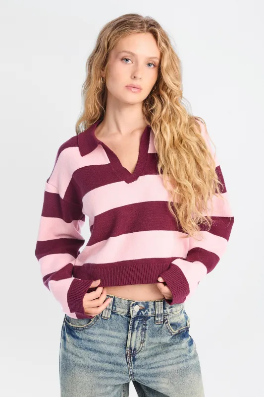 Striped Rugby Polo Sweater made by Bluenotes