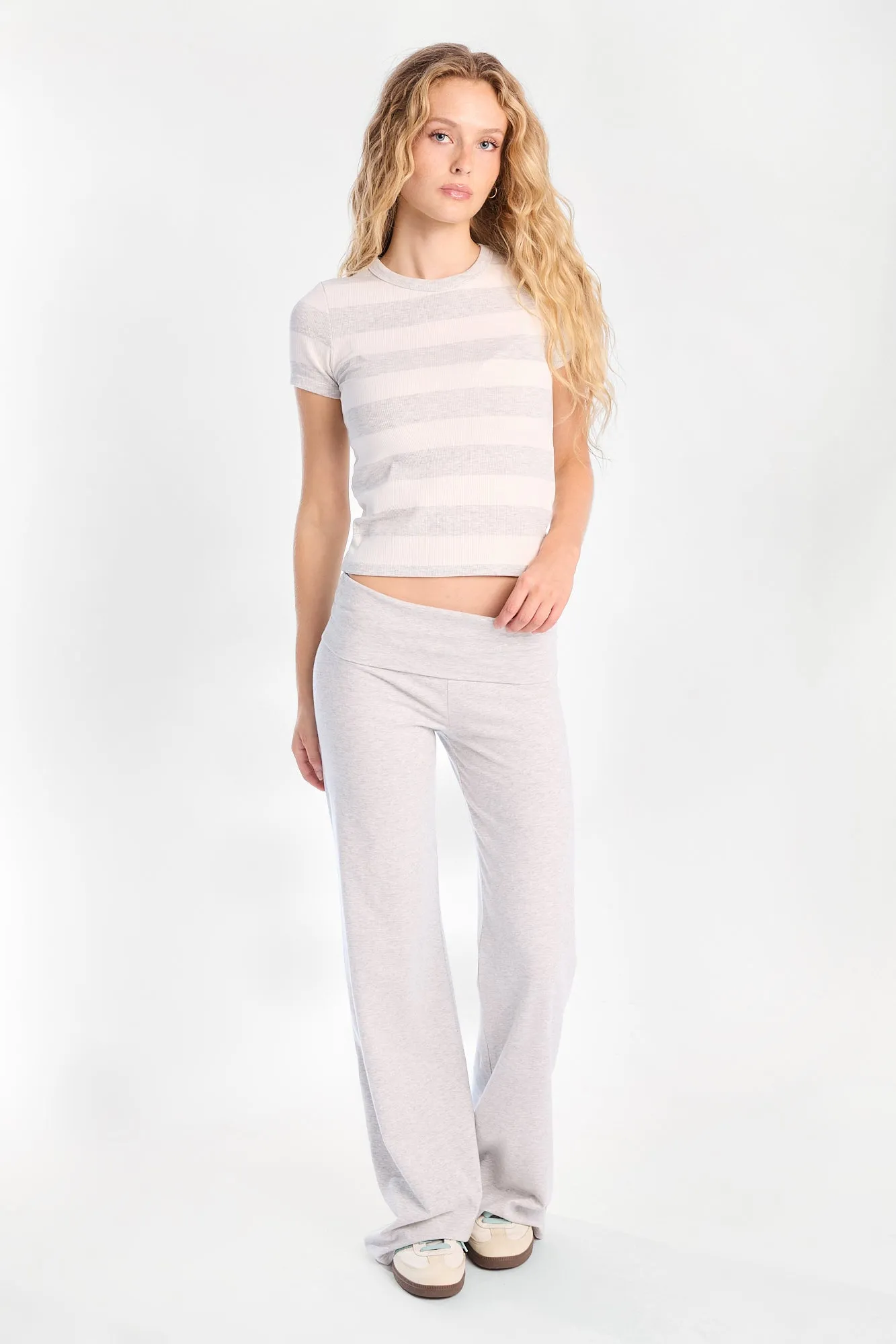 Ribbed Knit Striped Crew Neck Tee sold by Bluenotes product image thumbnail 5