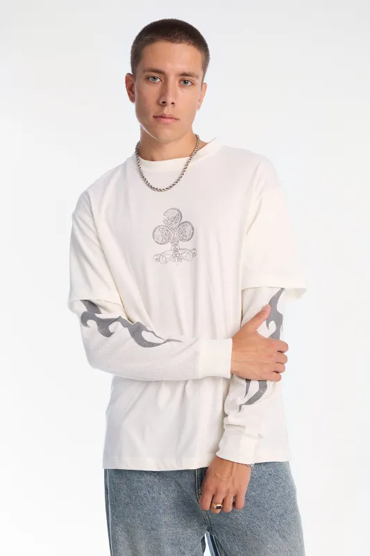 Clover Graphic Essentials Thermal Layered Twofer Tee made by Bluenotes