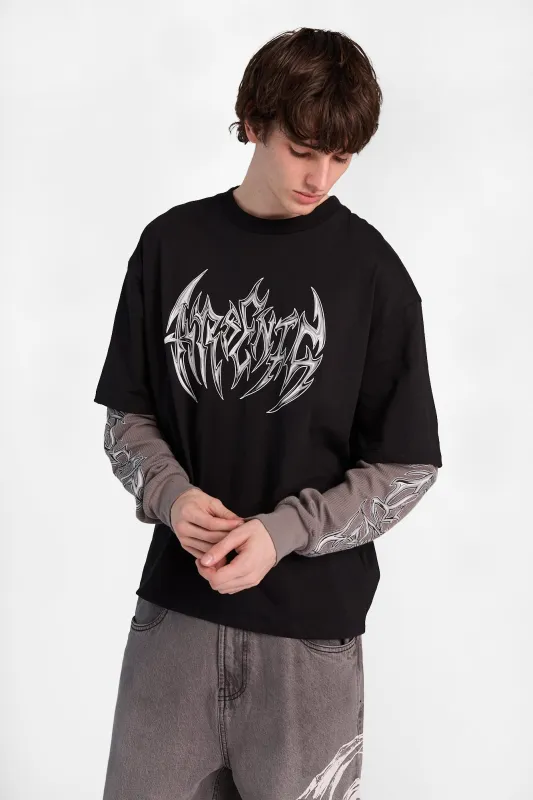Arsenic Gothic Logo Graphic Layered Twofer Tee made by Bluenotes