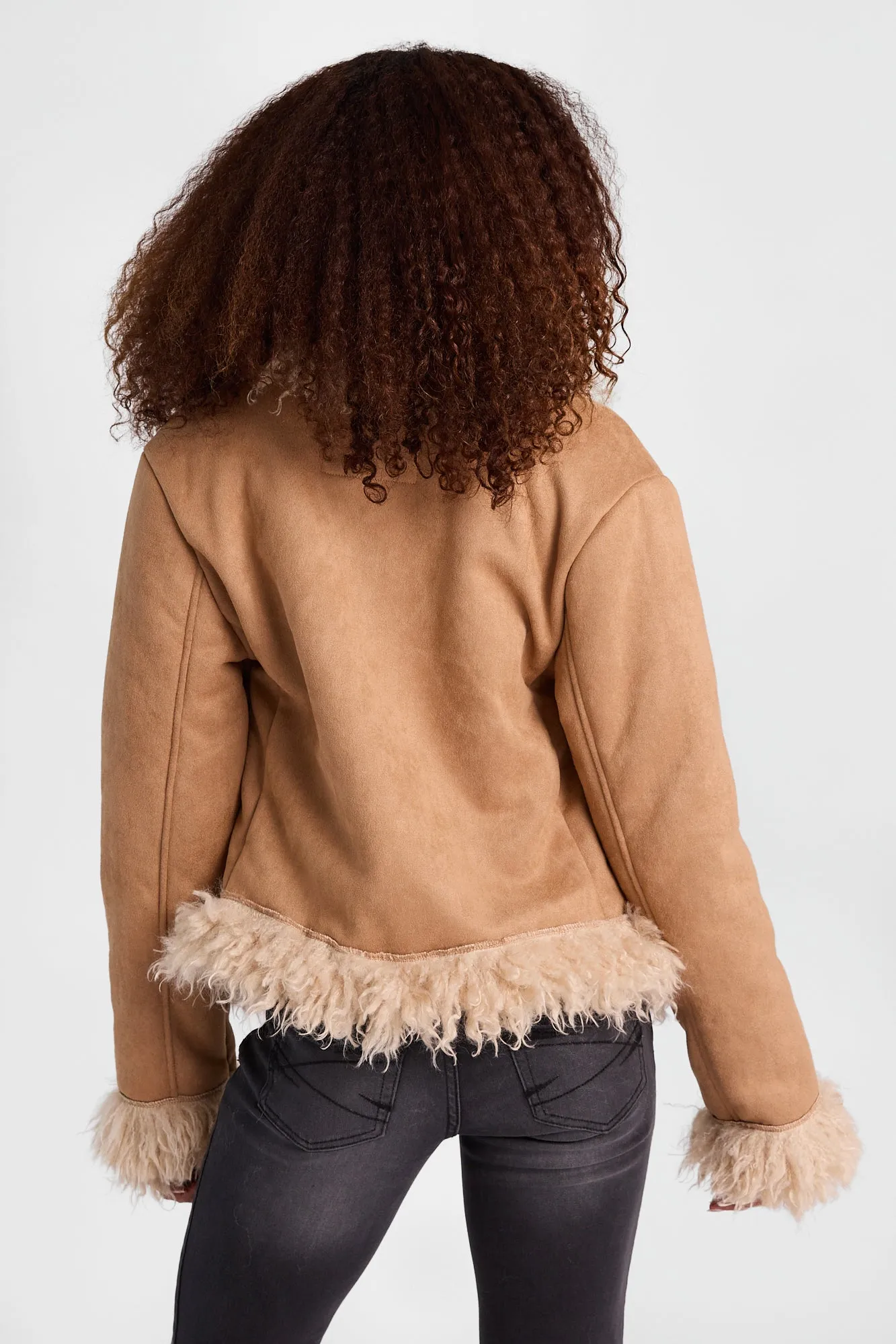 Faux-Suede Jacket With Faux-Fur Lined Lapel sold by Bluenotes product image thumbnail 3