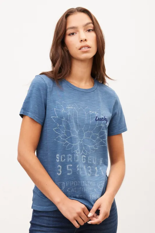 Lucky Lotus Embroidered Tee sold by Bluenotes
