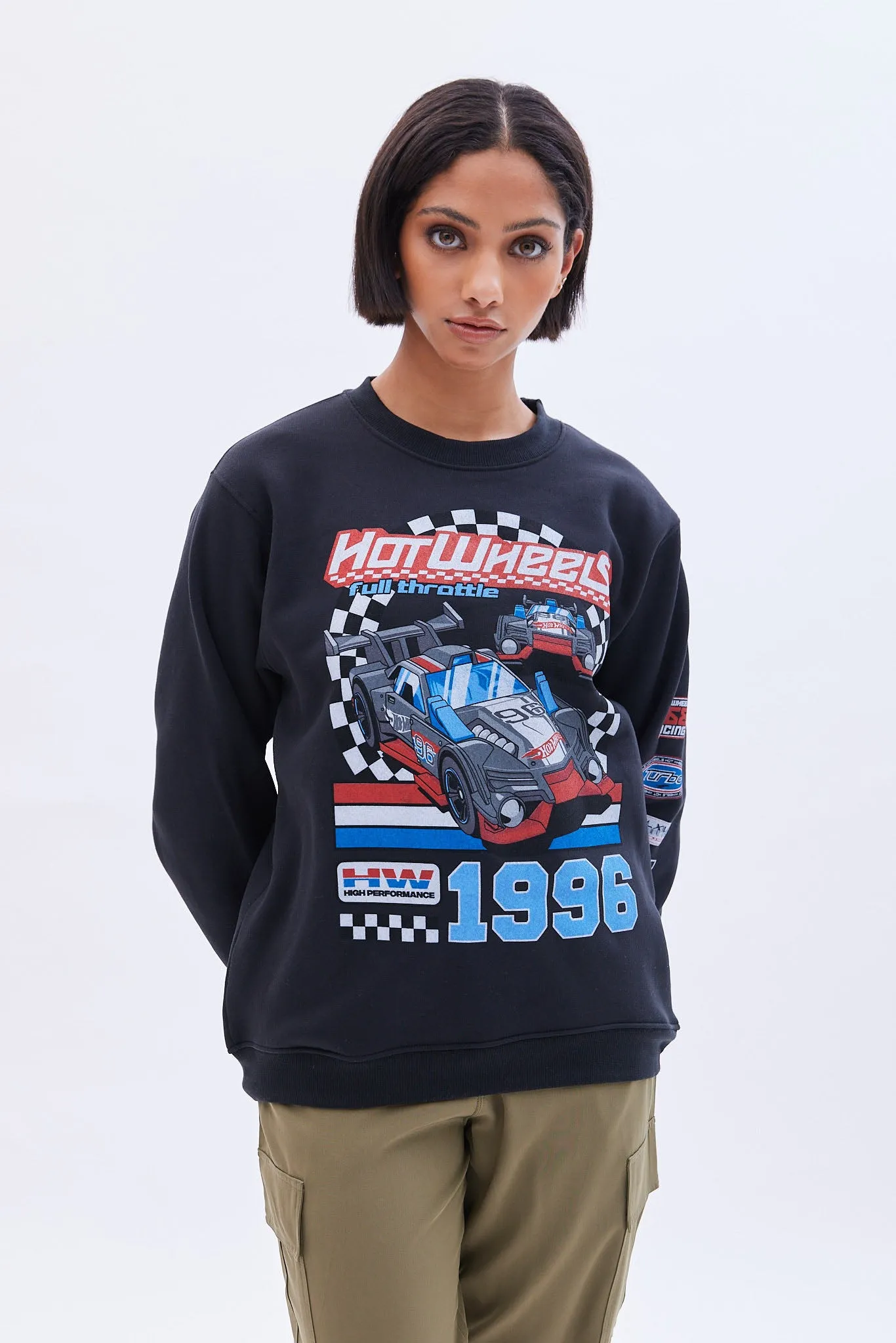 Hot Wheels Graphic Crew Neck Oversized Sweatshirt sold by Bluenotes