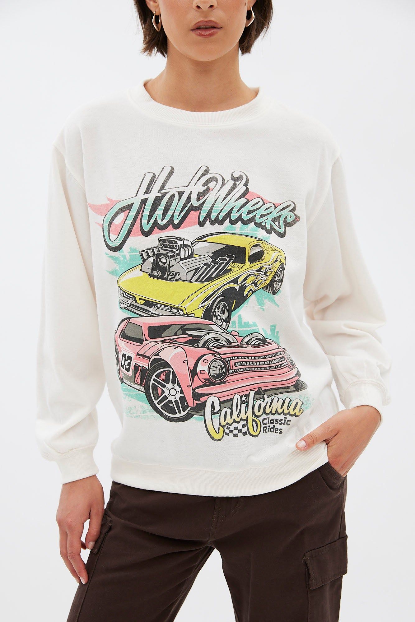 Hot Wheels Graphic Oversized Crew Neck Sweatshirt sold by Bluenotes