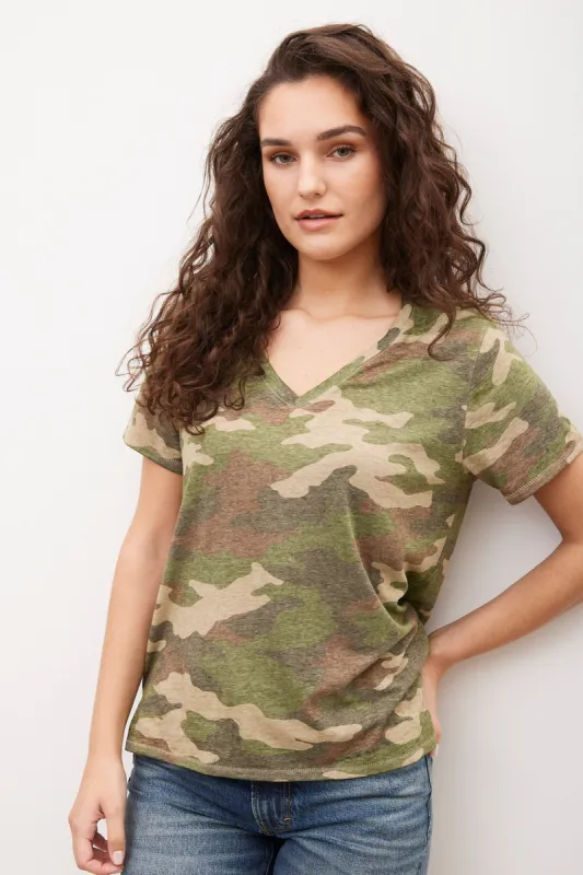 Camouflage V-Neck Venice Burnout Tee sold by Bluenotes