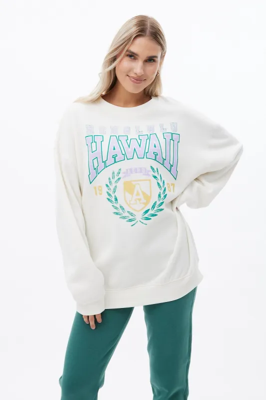 AERO Graphic Crew Neck Oversized Pullover Sweatshirt sold by Bluenotes