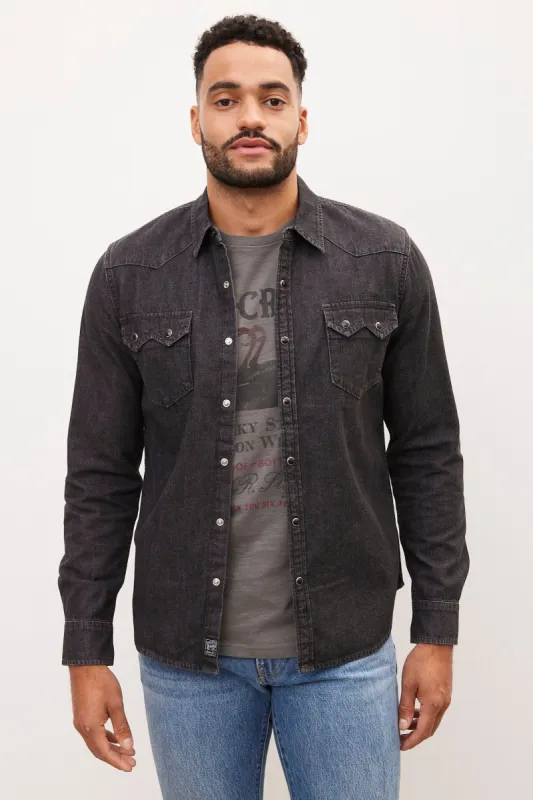 Button-Up Denim Sawtooth Western Shirt sold by Bluenotes