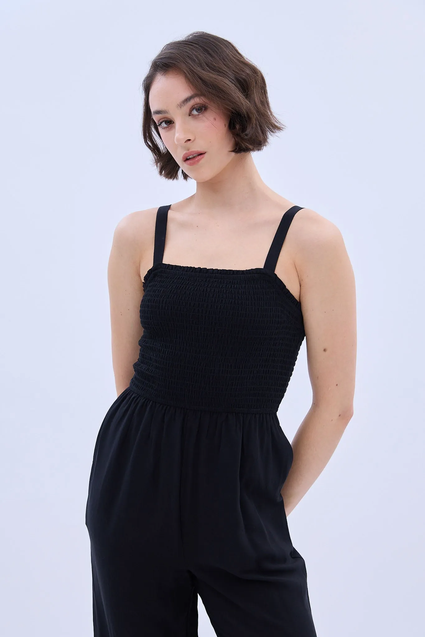 Square Neck Sleeveless Smocked Jumpsuit sold by Bluenotes product image thumbnail 2