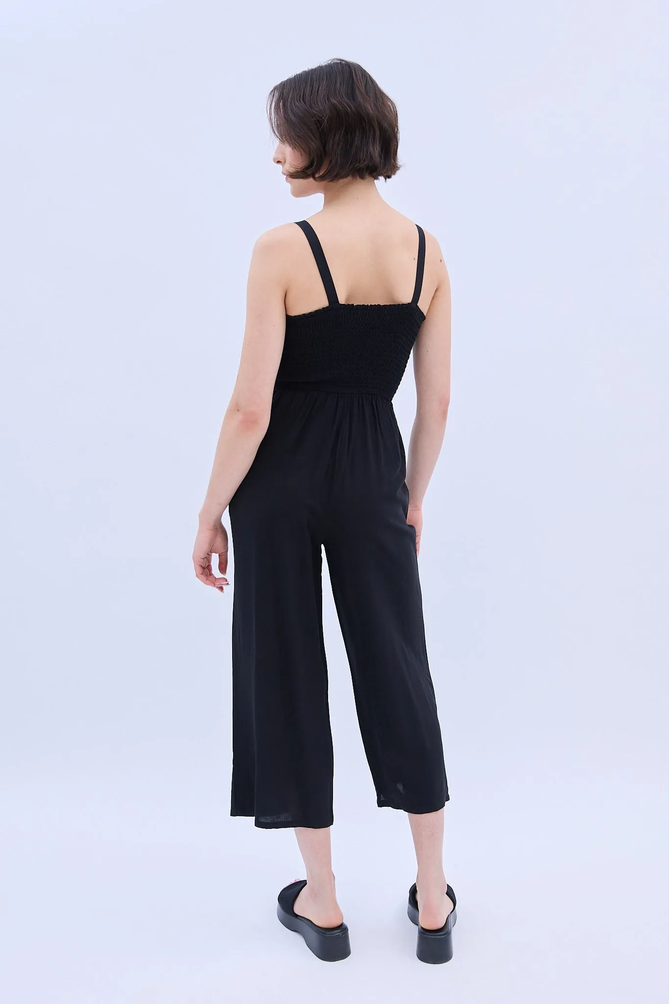 Square Neck Sleeveless Smocked Jumpsuit sold by Bluenotes product image thumbnail 4