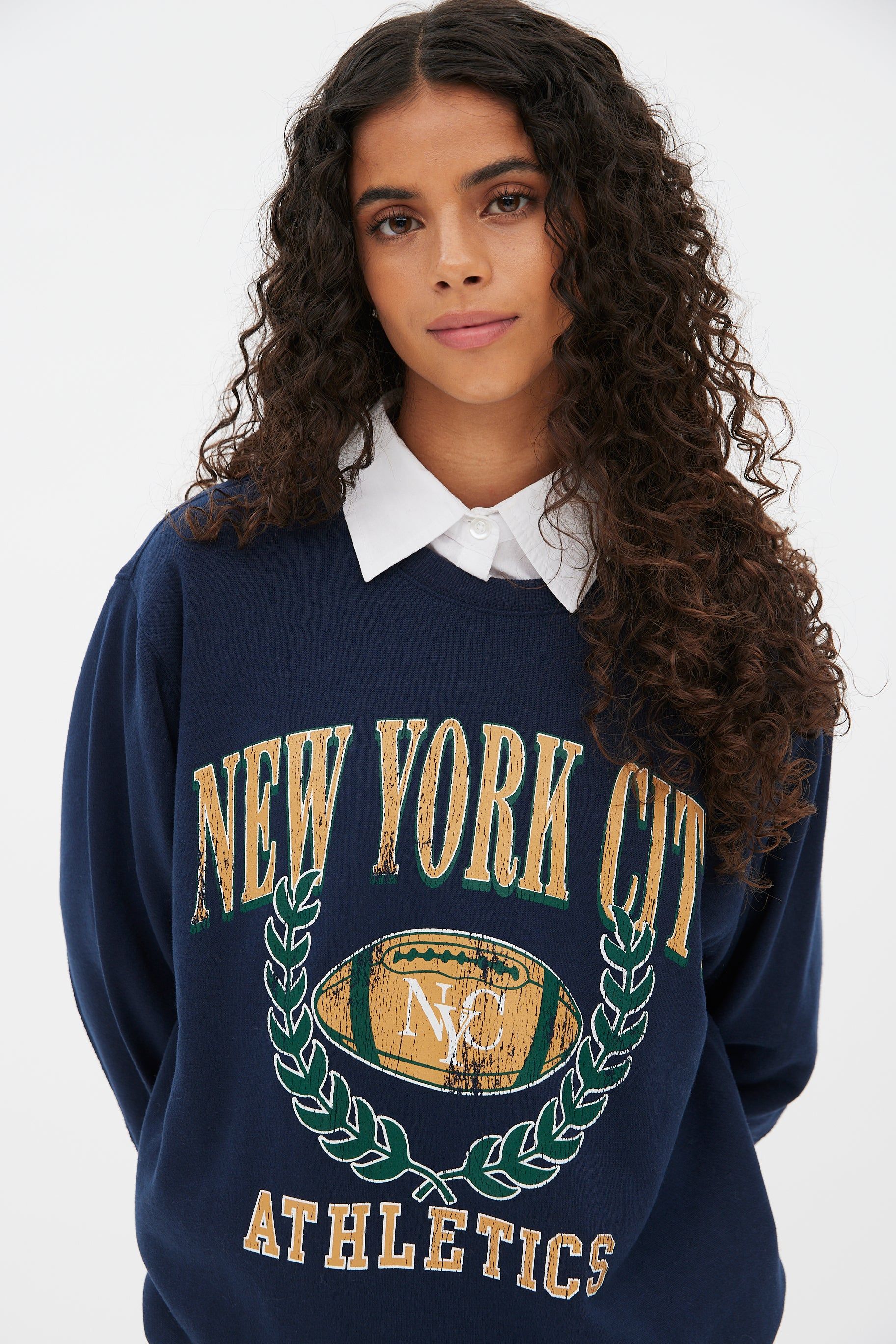 New York Athletics Graphic Crew Neck Boyfriend Pullover Sweatshirt sold by Bluenotes product image thumbnail 3