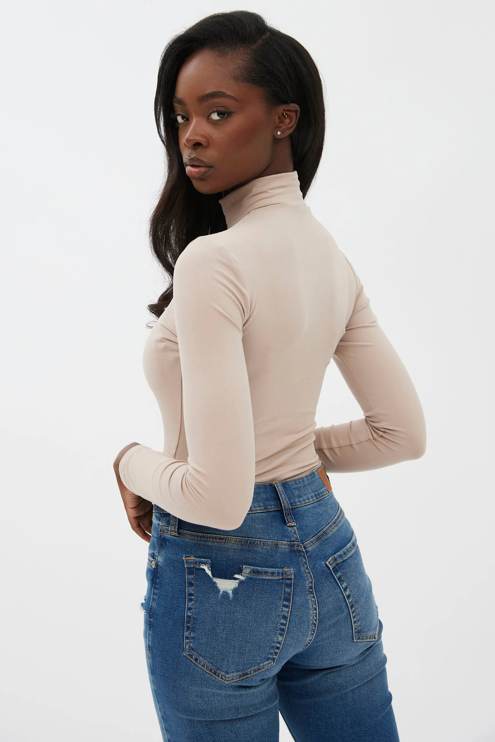 Super Soft Mock Neck Long Sleeve Bodysuit sold by Bluenotes product image thumbnail 4