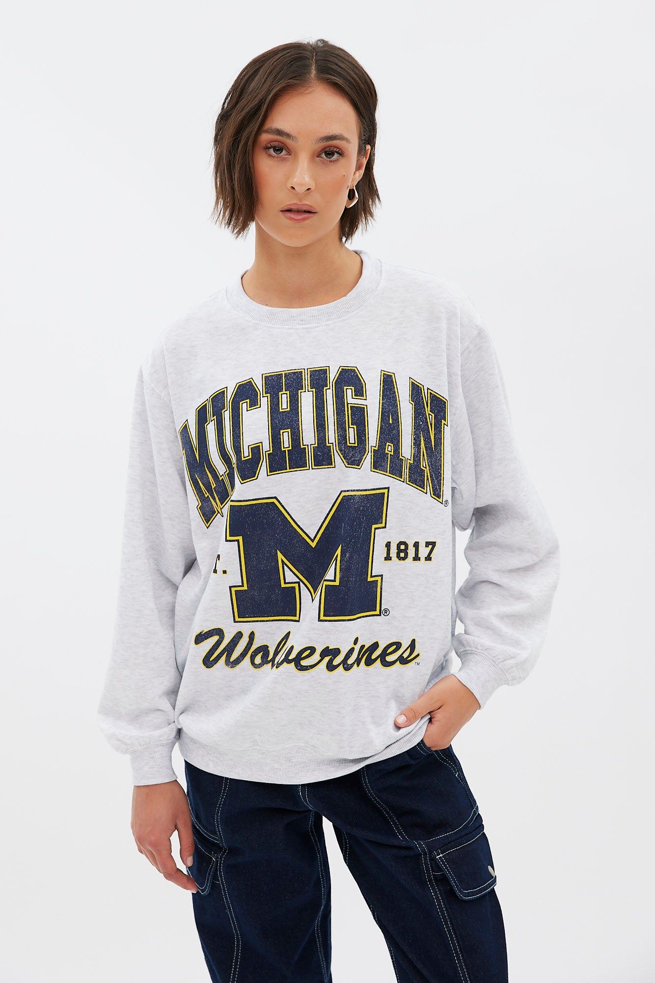Michigan Graphic Oversized Crew Neck Sweatshirt sold by Bluenotes