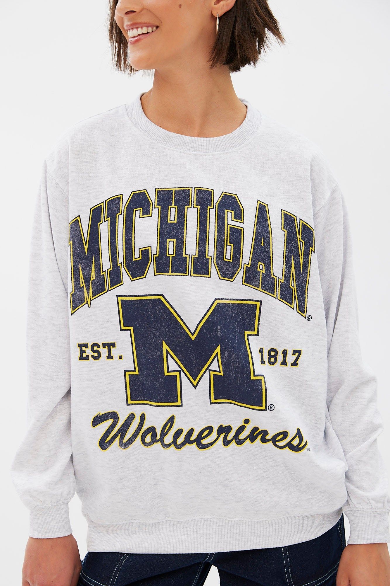 Michigan Graphic Oversized Crew Neck Sweatshirt sold by Bluenotes product image thumbnail 3