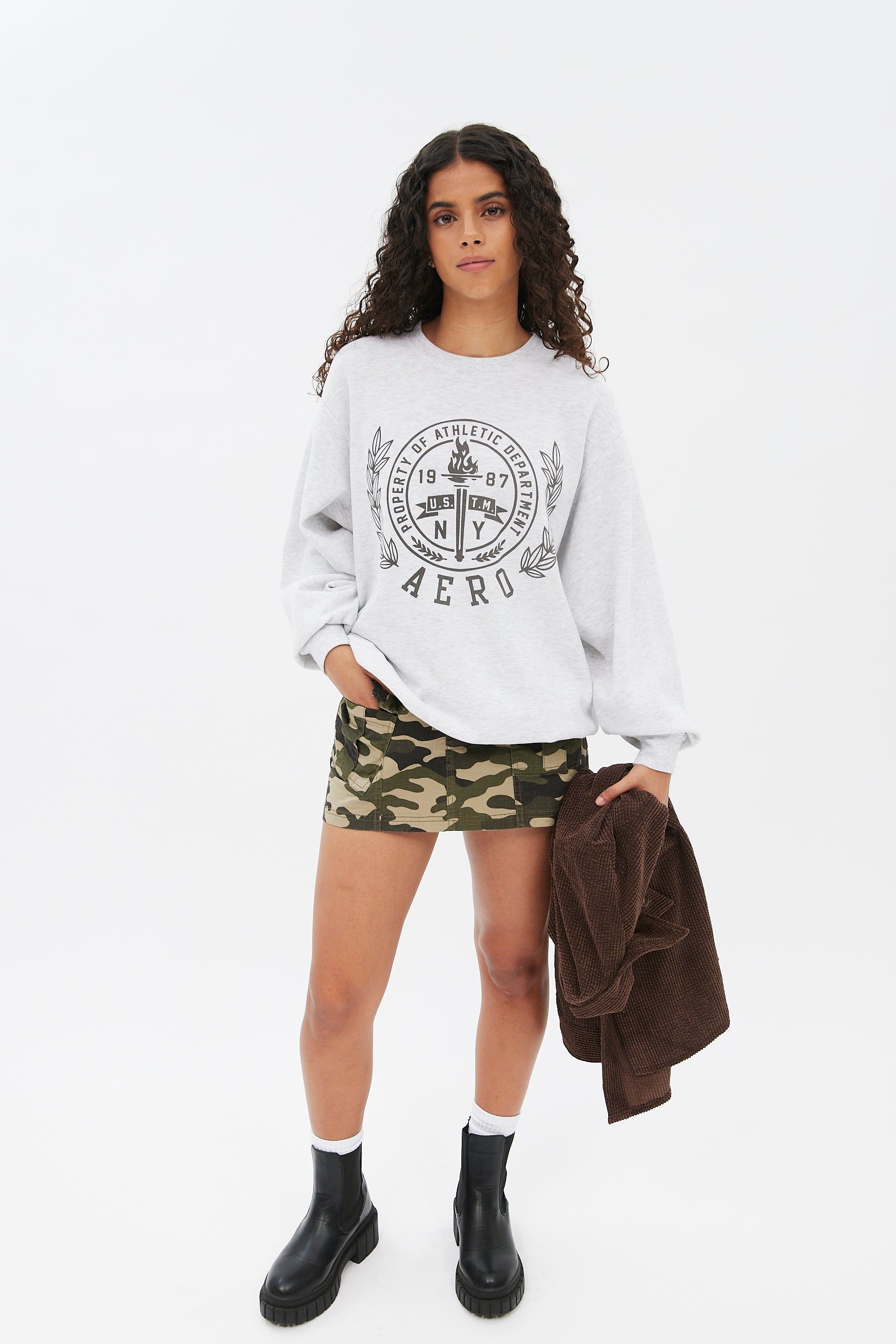 AERO Crest Graphic Crew Neck Boyfriend Pullover Sweatshirt sold by Bluenotes product image thumbnail 2