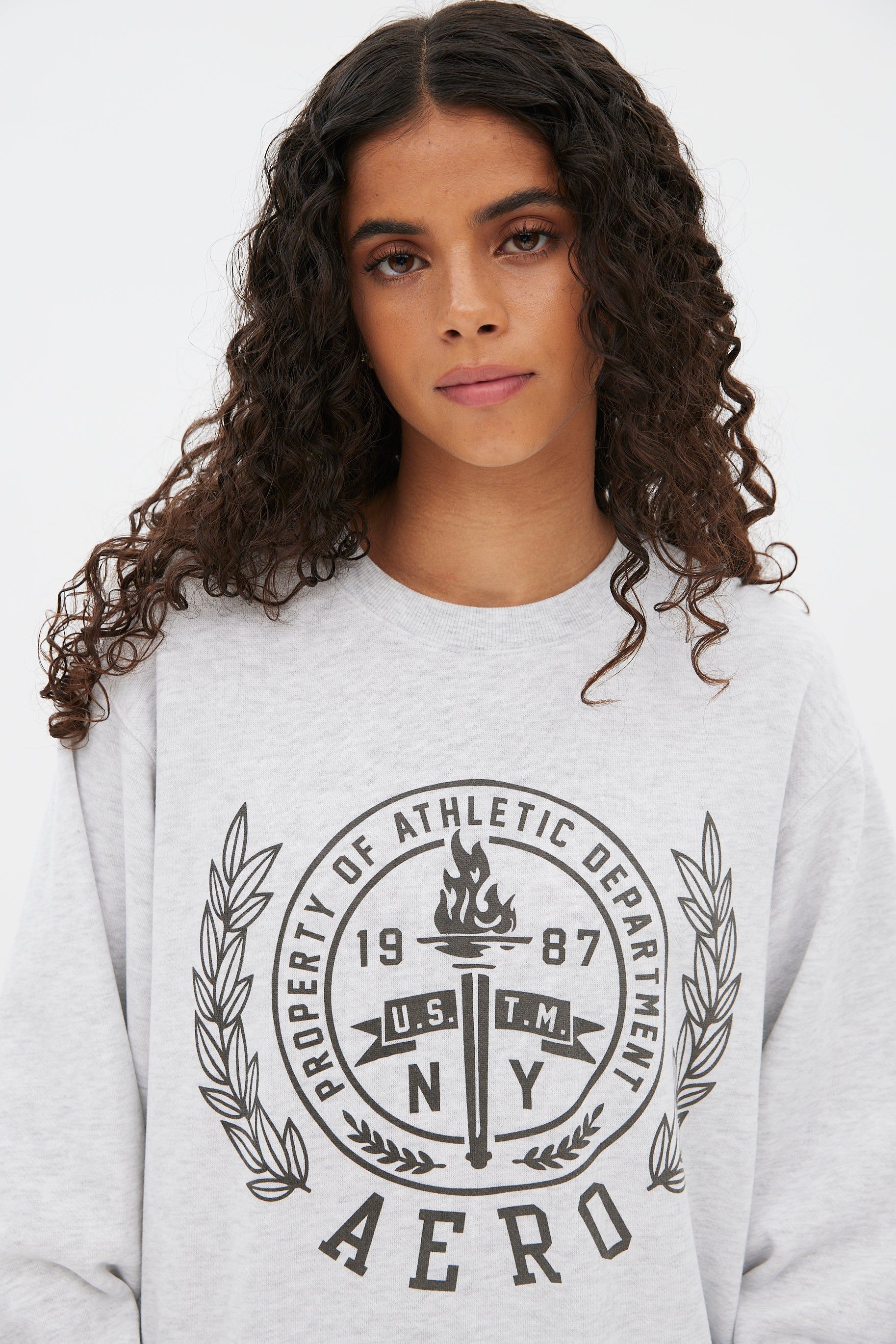 AERO Crest Graphic Crew Neck Boyfriend Pullover Sweatshirt sold by Bluenotes product image thumbnail 3