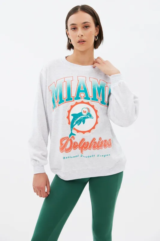 Miami Dolphins Graphic Oversized Crew Neck Sweatshirt sold by Bluenotes