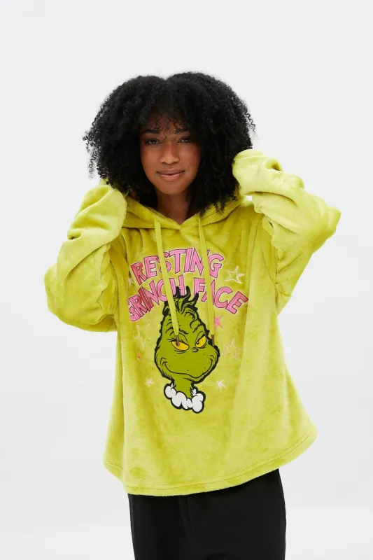 The Grinch Graphic Plush Pullover Hoodie sold by Bluenotes