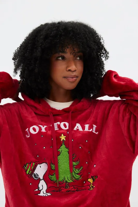 Peanuts Snoopy Graphic Plush Pullover Hoodie sold by Bluenotes