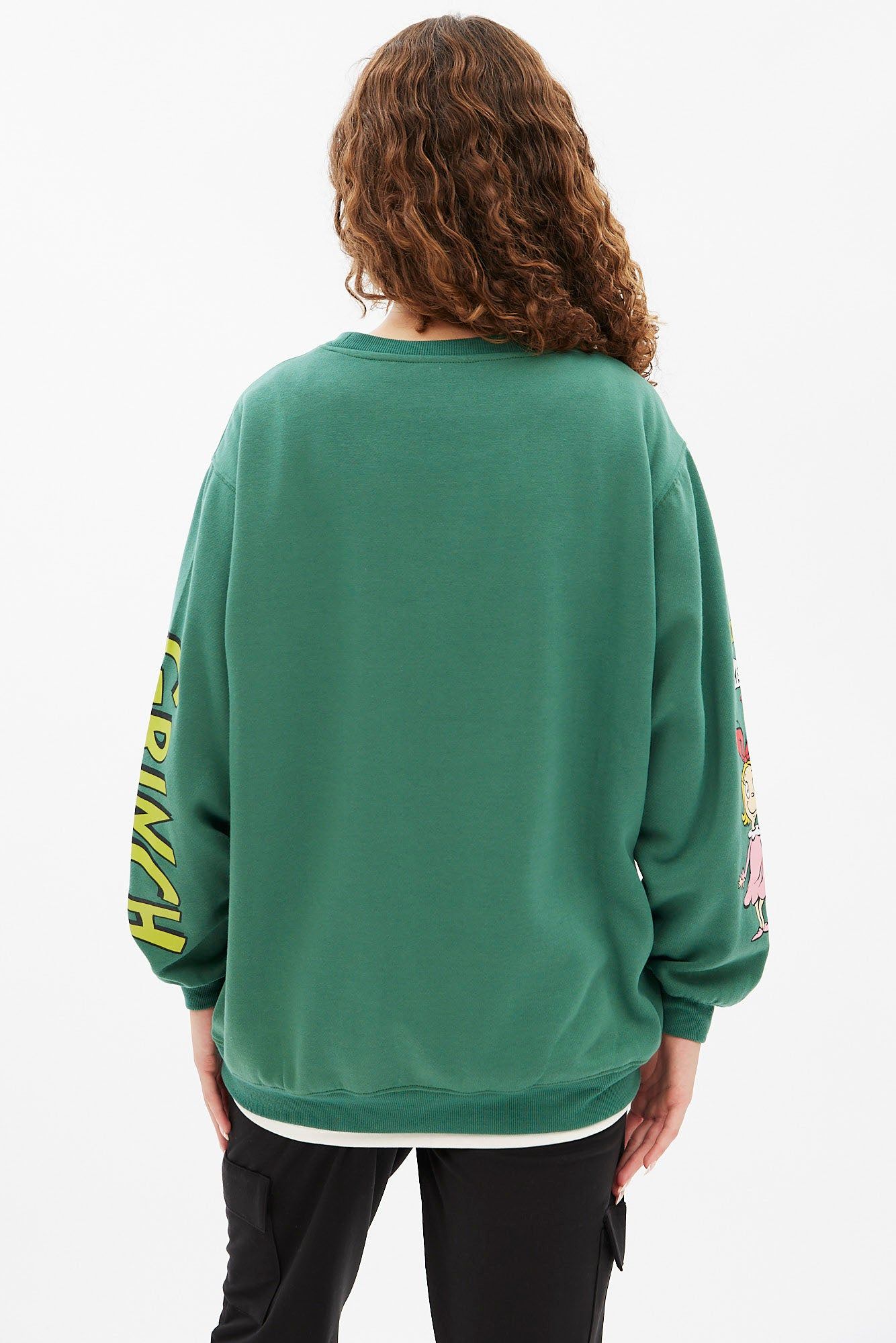 The Grinch Resting Grinch Face Graphic Oversized Pullover Sweatshirt sold by Bluenotes product image thumbnail 3