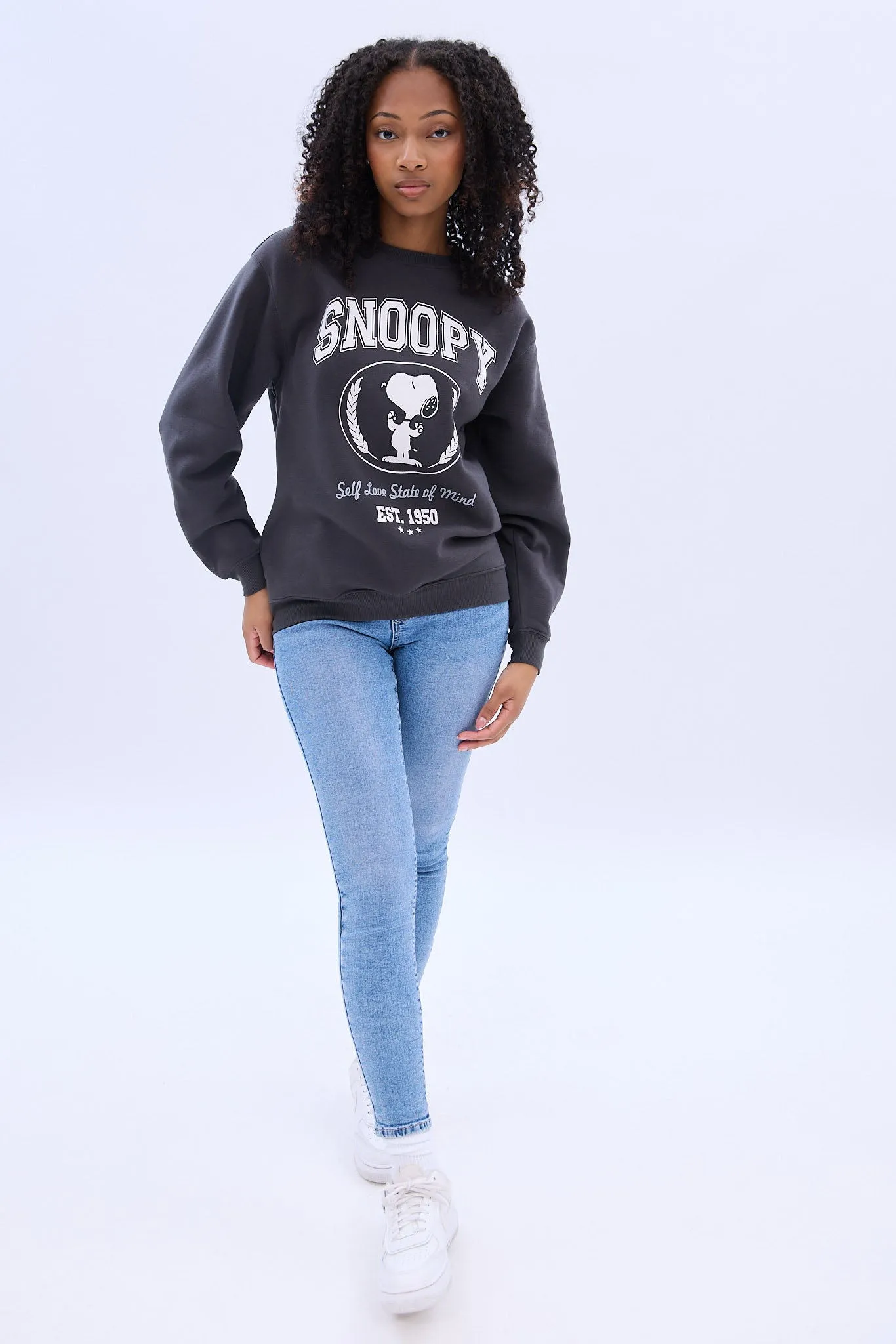 Peanuts Snoopy Self-Love Graphic Crew Neck Sweatshirt sold by Bluenotes product image thumbnail 3