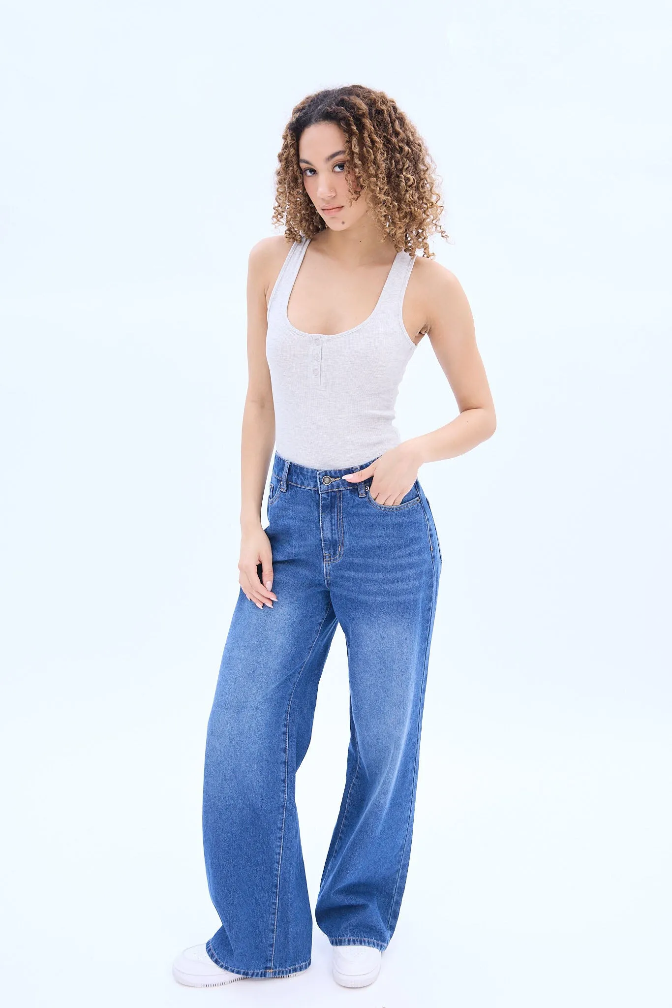 Ribbed Henley Tank Bodysuit sold by Bluenotes product image thumbnail 2