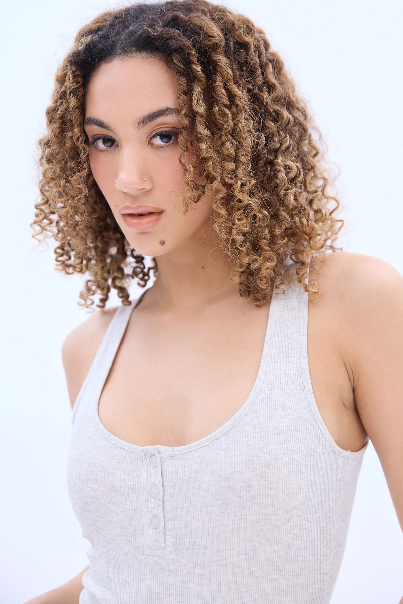 Ribbed Henley Tank Bodysuit sold by Bluenotes product image thumbnail 3