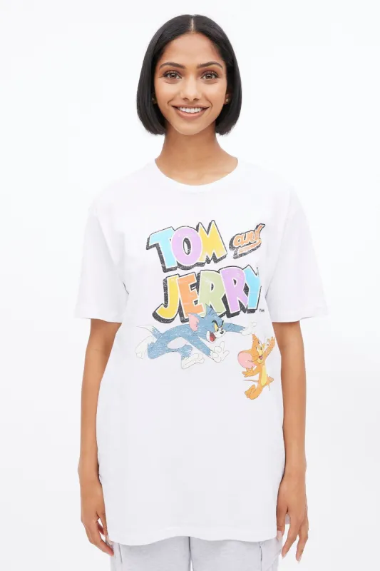 Tom And Jerry Graphic Boyfriend Tee sold by Bluenotes