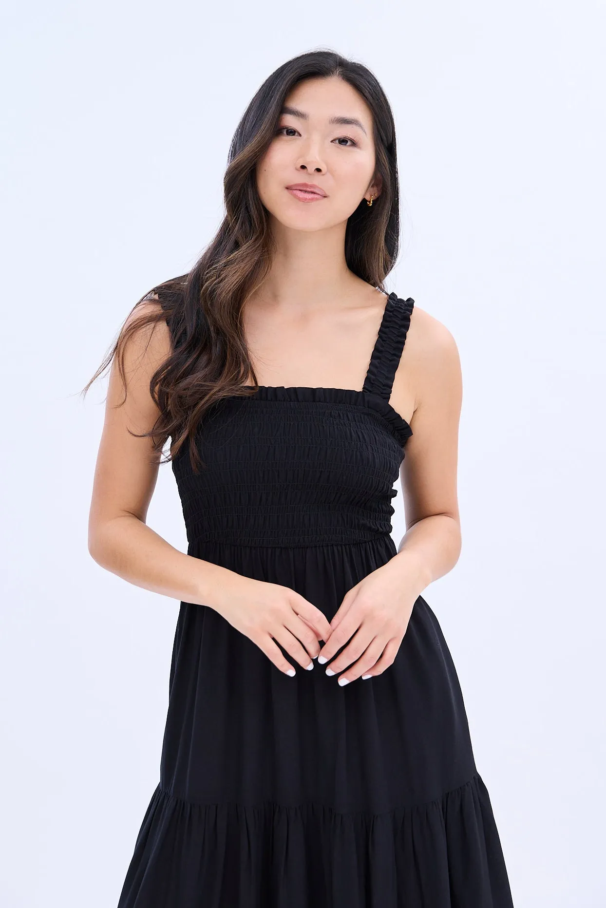 Ruffle Strap Smocked Tiered Maxi Dress sold by Bluenotes product image thumbnail 2