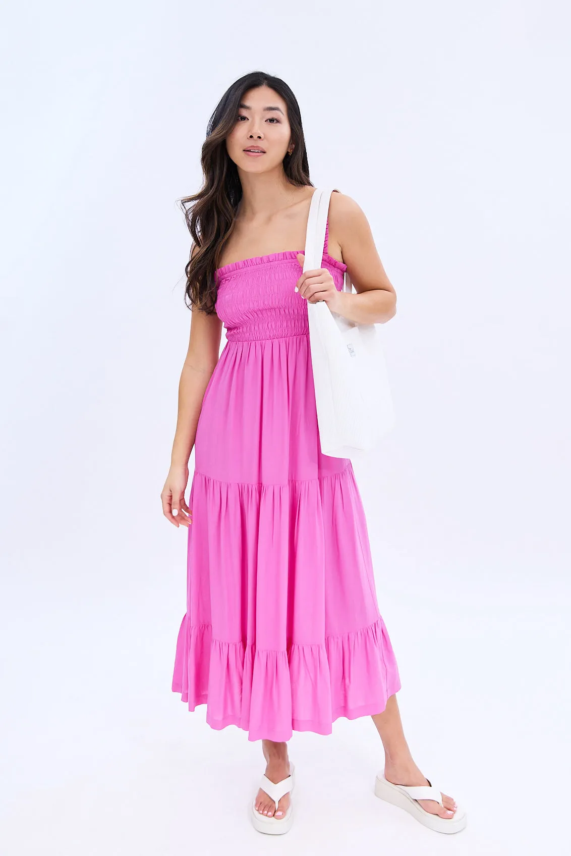 Ruffle Strap Smocked Tiered Maxi Dress sold by Bluenotes product image thumbnail 5