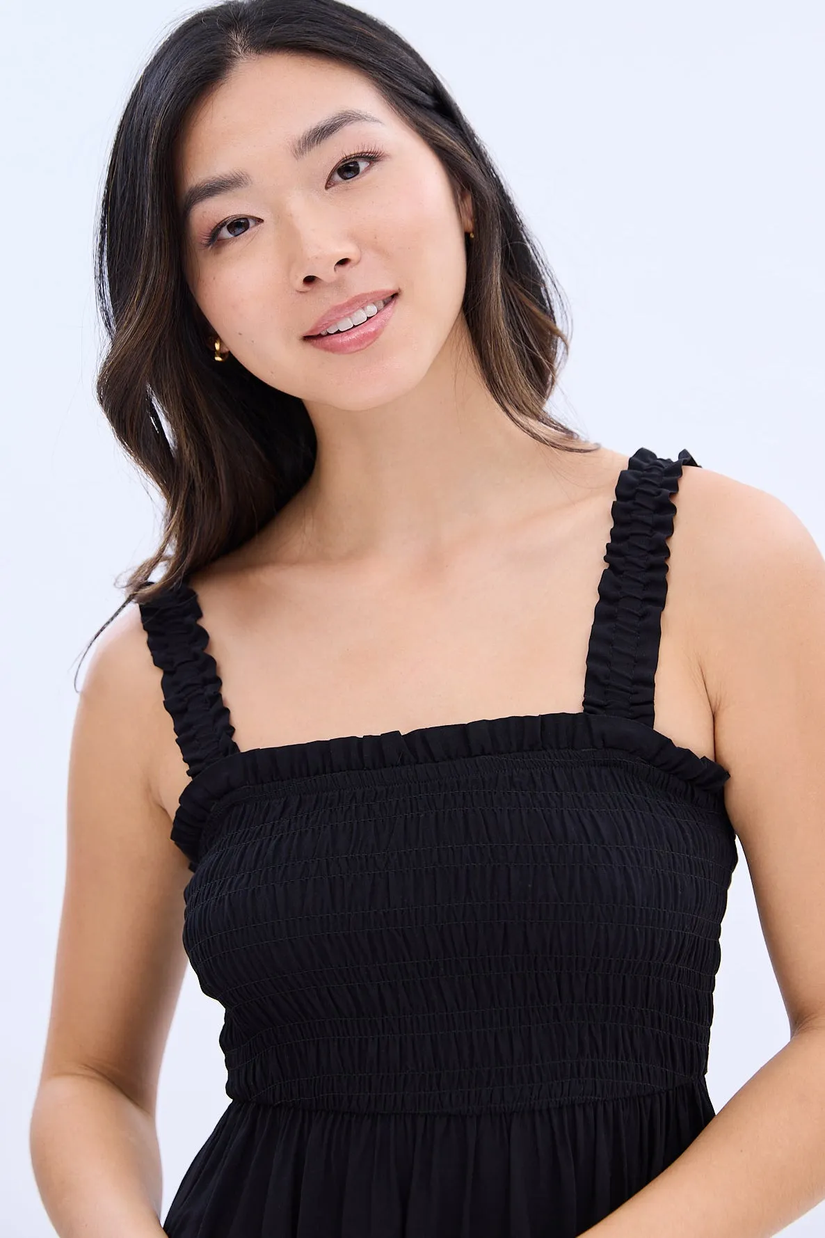 Ruffle Strap Smocked Tiered Maxi Dress sold by Bluenotes product image thumbnail 3
