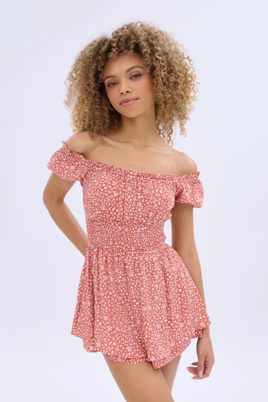 Smocked Short Sleeve Corset Short Romper sold by Bluenotes