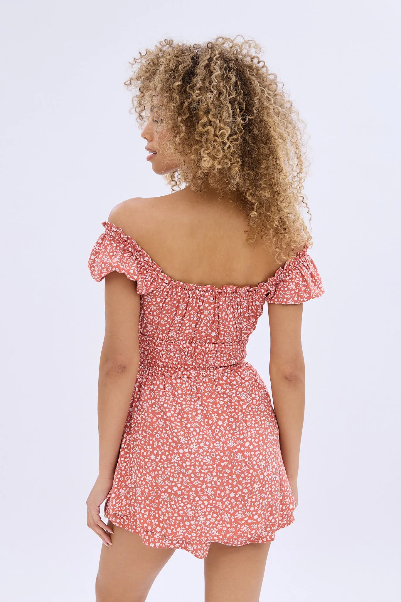 Smocked Short Sleeve Corset Short Romper sold by Bluenotes product image thumbnail 4