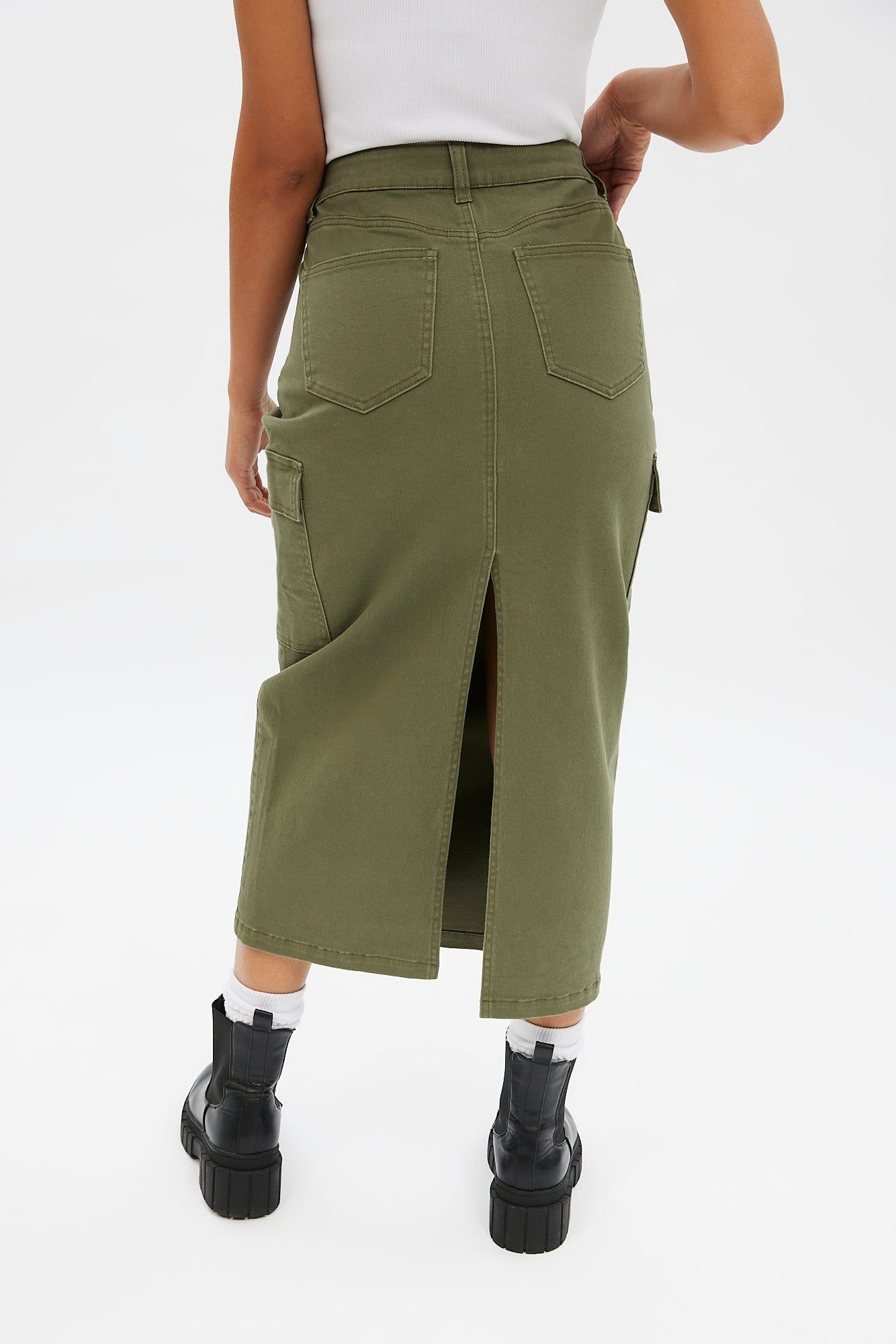 High Rise Twill Cargo Maxi Skirt sold by Bluenotes product image thumbnail 4