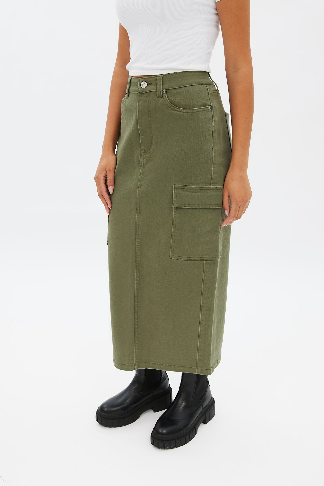 High Rise Twill Cargo Maxi Skirt sold by Bluenotes product image thumbnail 3