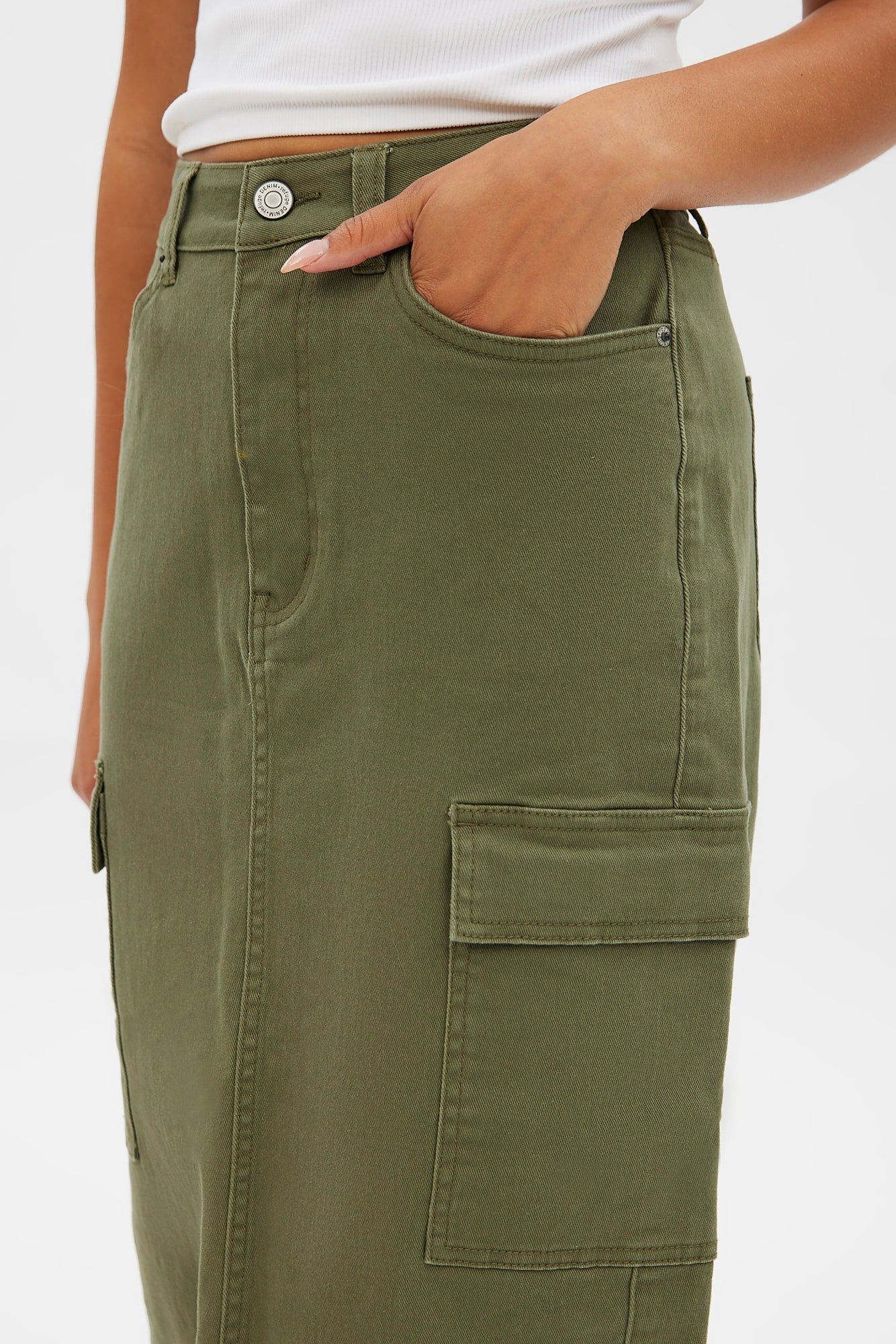 High Rise Twill Cargo Maxi Skirt sold by Bluenotes product image thumbnail 2