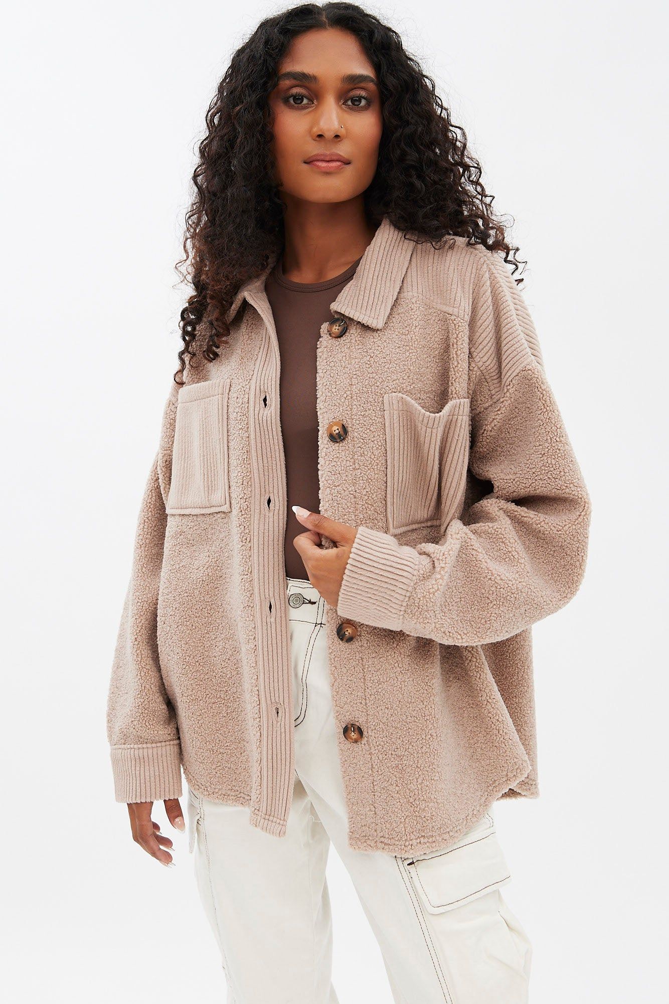 Sherpa Button-Up Shirt Jacket sold by Bluenotes product image thumbnail 5